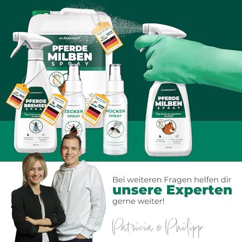 Silberkraft Milbenspray Pferde 500 ml, Effektiver Milbenschutz & Parasitenabwehr, Soforthilfe bei Juckreiz, Langzeitschutz gegen Milben, Flöhe & Läuse, wirksame Formel zur Insektenabwehr