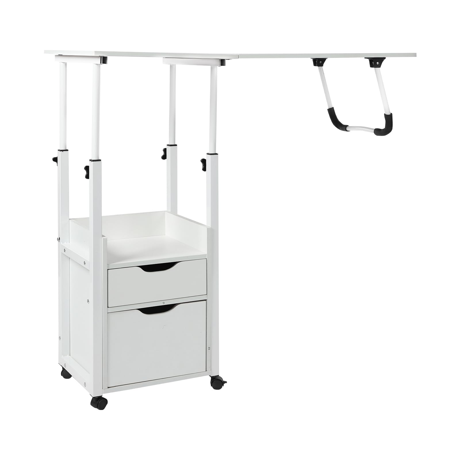 Mesa De Cama Móvil, Mesa De Cama Ajustable Para Ordenador Portátil, Mesas De Recogida Con Ruedas Con Cajones, Escritorio De Ordenador Portátil Ajustable En Altura Para Hogar, Oficina Y Estudios