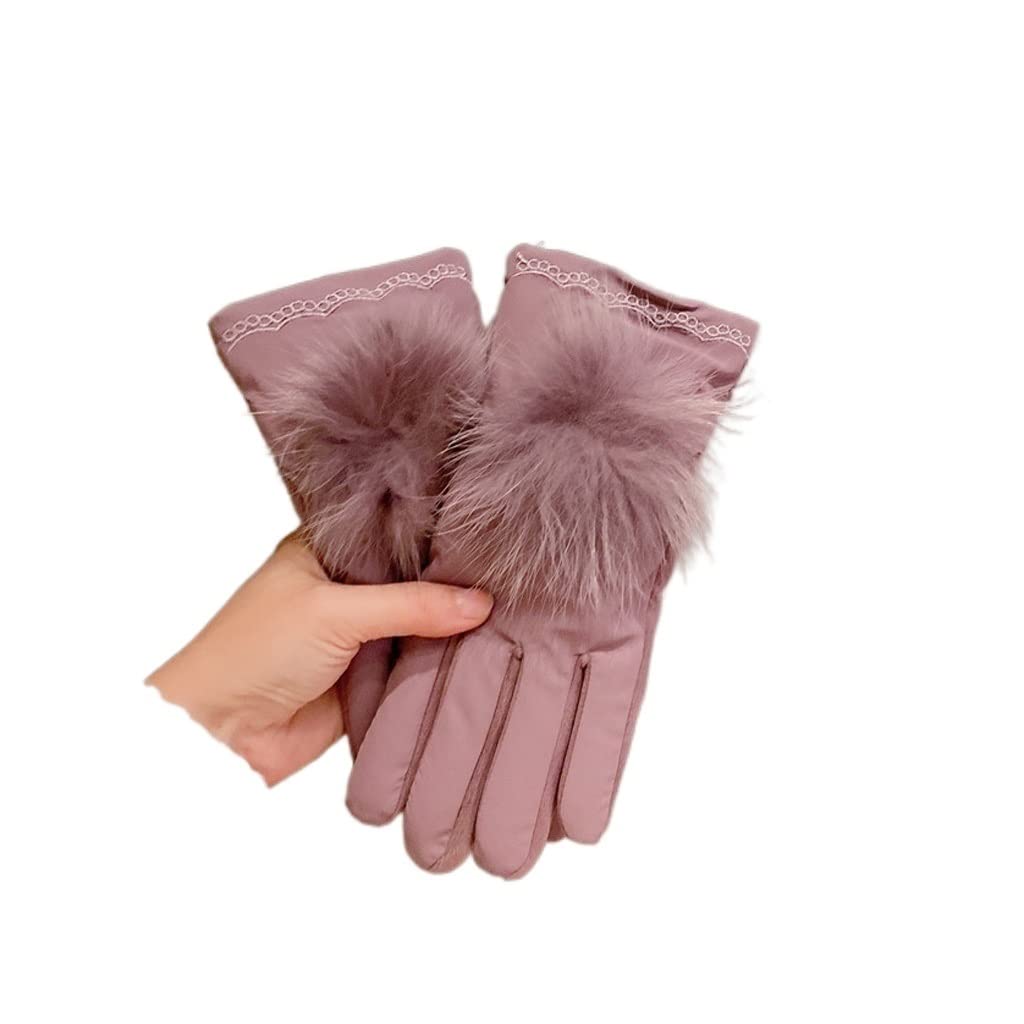 Guantes de invierno para mujer, con pantalla táctil y terciopelo para ciclismo, guantes de conducción de ciclismo al aire libre, guantes de algodón para exteriores (color: A)