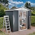 6FT x 4FT Outdoor Sheds Storage Anti-Corrosion Utility Tool House with Lockable Door & Shutter Vents Outdoor Waterproof Garden Tool Metal Storage Sheds?with Metal Foundation?