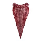 Flyonce Rhinestone Statement Necklace for Women, Stunnig Tassel Bib Choker Collar Chunky Costume Jewelry Red
