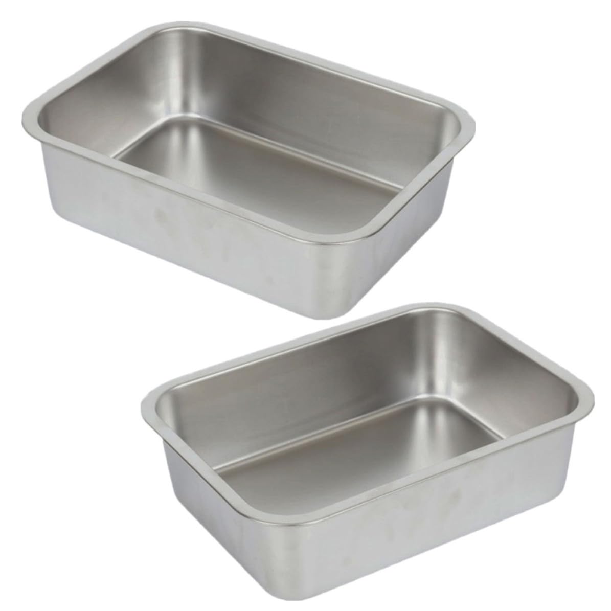Toyvian 2 Stück Rechteckige Edelstahl Buffet Servierplatte 1,5l Silber