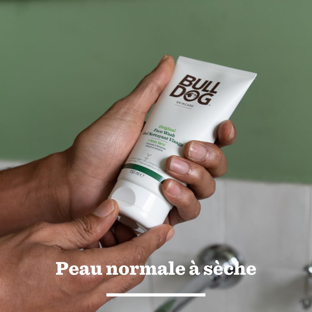 Bulldog Skincare Original Nettoyant visage pour hommes, Soin et nettoyant visage, nettoie et aide à éliminer l’excès de sébum, 150 ml