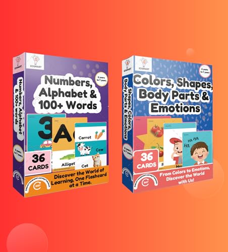 Image of Edsmart Flash Cards - Combo of 2 Sets Veggies, Fruits, Dairy Products, Colors, Shapes and More (Edsmart FlashCards Combo of 2 Sets - Numbers, Alphabet, Words & Colors, Shapes, Bodyparts & Emotions)