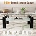 AMHDDT 2-Tier Coffee Table with Tempered Glass Top and MDF Frame, Modern Black Rectangular Glass Center Table for Living Room, Apartment, Office, Easy to Assemble