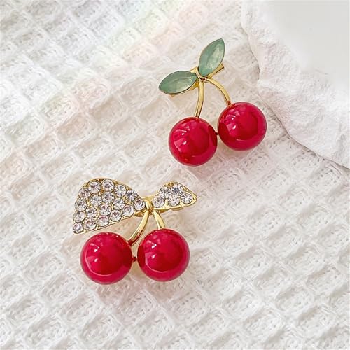 Image of Cute Lemon Brooch Pin for Women Rhinestone Fruit Little Brooch Sparkling Crystal Strawberry Cherry Enamel Pin Christmas Birthday Art Deco Jewelry Gifts