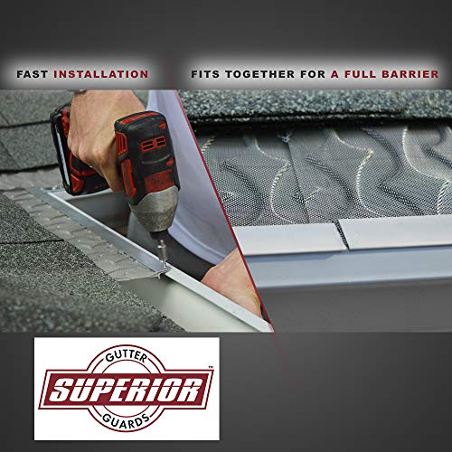 Image of Superior Gutter Guards | NEW Raised Stainless-Steel Screen Technology Gutter Cover, DIY Constructed. Fits any Traditional 5-inch Gutter - 48FT Kit