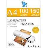 fundas plastificar a4 125 micras Protección de Doble Cara: Las 150 micras (75 micras por cara) proporcionan un brillo de aspecto profesional. Estas hojas para plastificar te darán un brillo cristalino y brillante al plastificar tus documentos