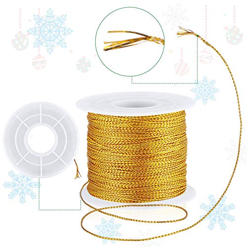 440 Yards Metallic Cord Tinsel Rope For Craft Jewelry Making, Ribbon Wrap Thread Tag Cord For Christmas Ornament Hanging Decoration (Gold, Silver, Red, Green) #TOP2