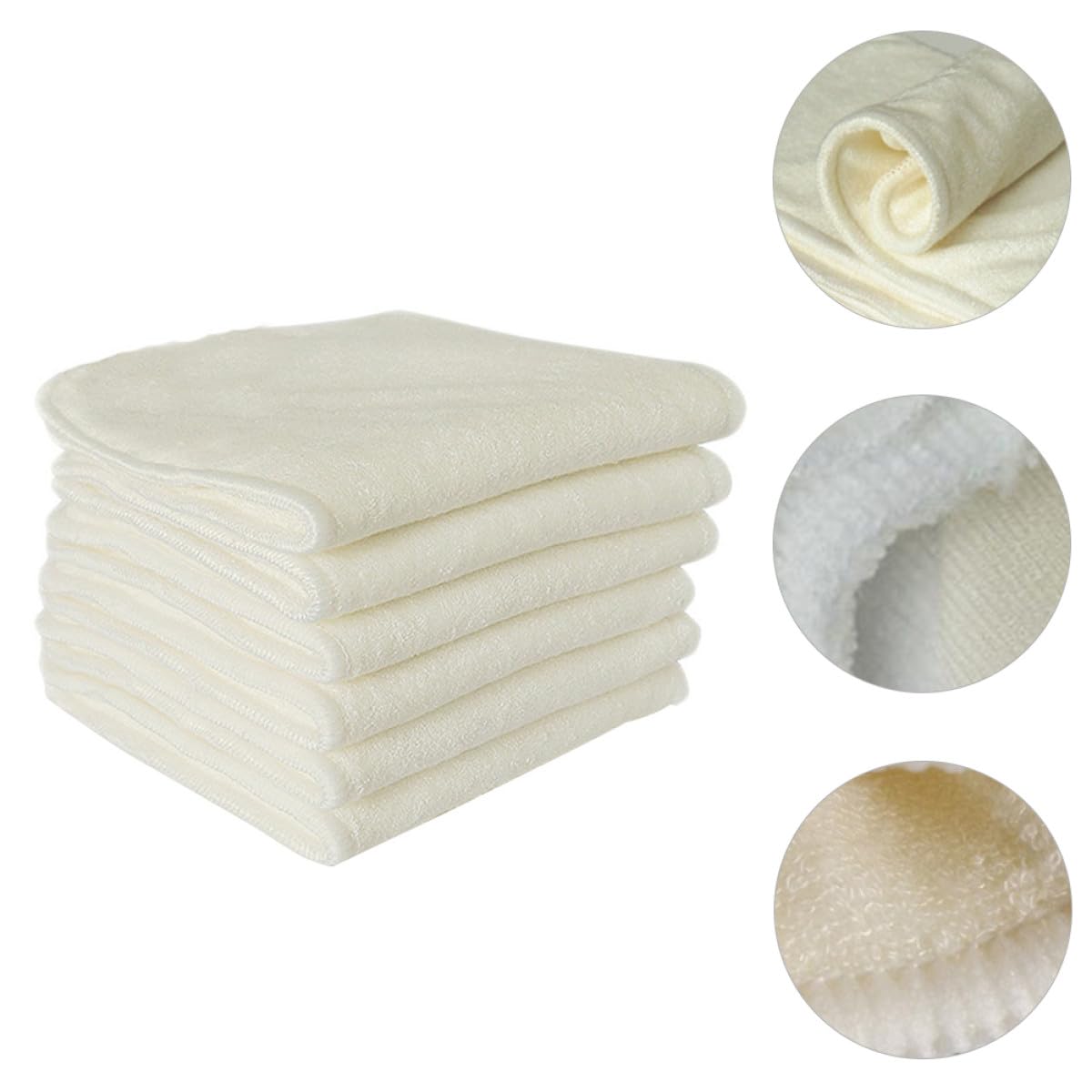 Garneck 6 piezas Unidades de Pañales para Niña de Fibra de Bambú Almohadillas Absorbentes de Diseño Transpirable y Suave para Uso Infantil y Viajes Color Beige