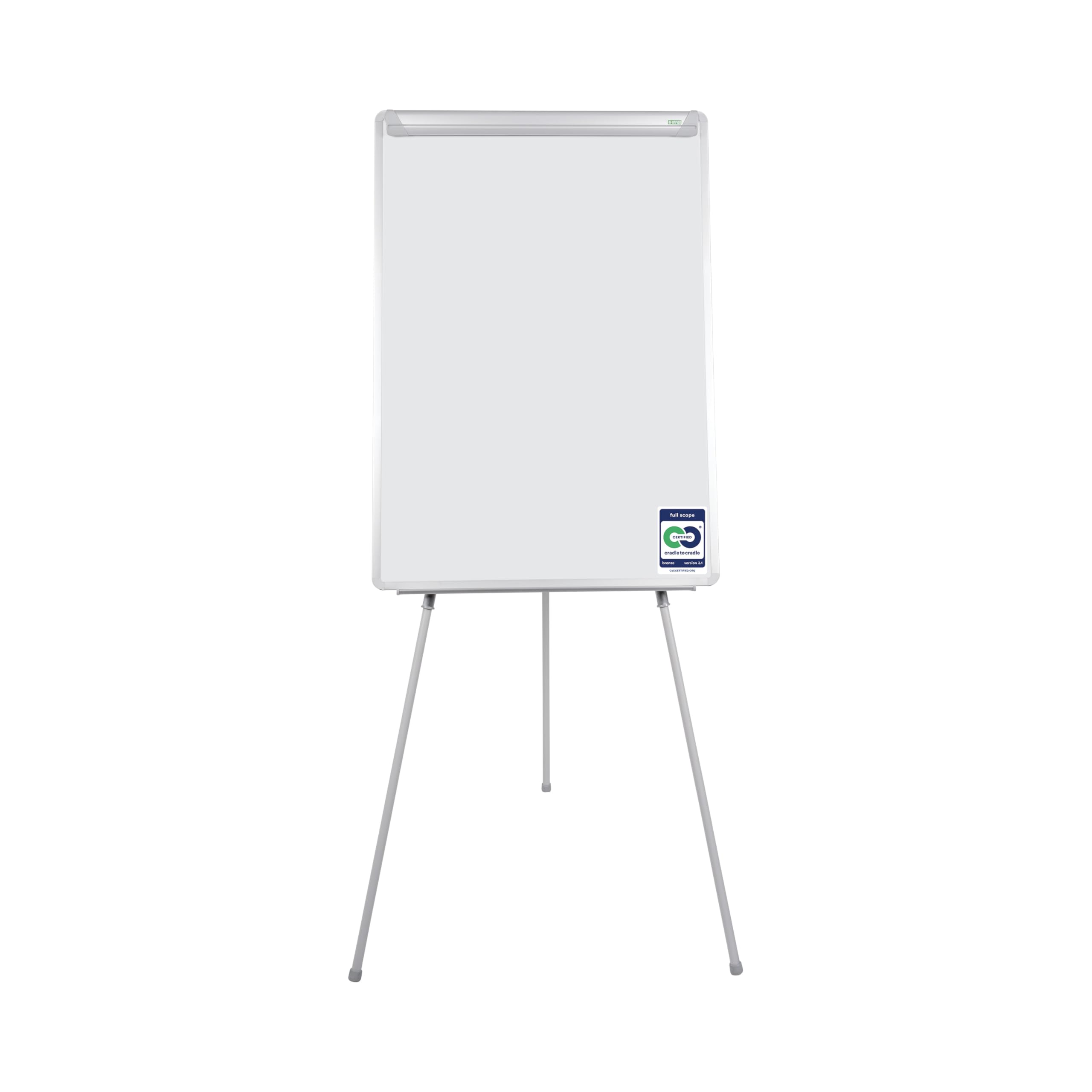 Bi-Office Earth Pizarra Blanca con caballete trípode para rotafolios con brazos extensibles, A1, superficie no magnética, marco de aluminio y bandeja para rotuladores