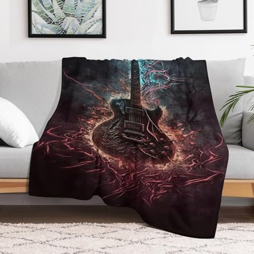 Couverture guitare en flanelle douce 140x180 cm pour canapé