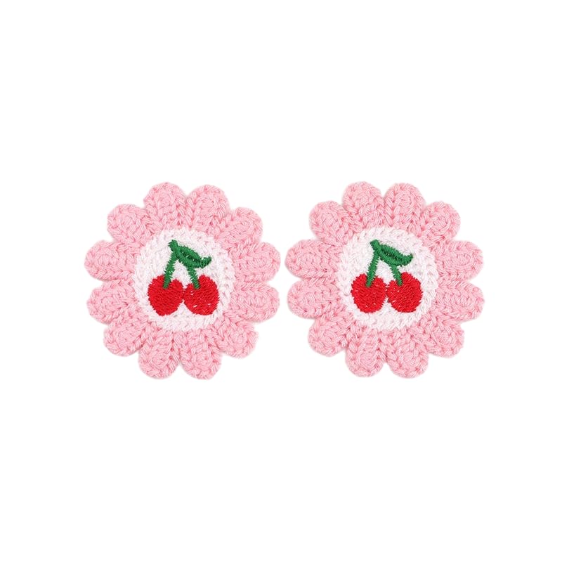 Naszywka haftowana 30 SZTUK 6 CM Wiśnia Słonecznik Ręcznie Robione Szydełkowe Aplikacje Kwiatowe Naszywki Małe Haftowane Do Prasowania Na Ubrania(Light Pink)