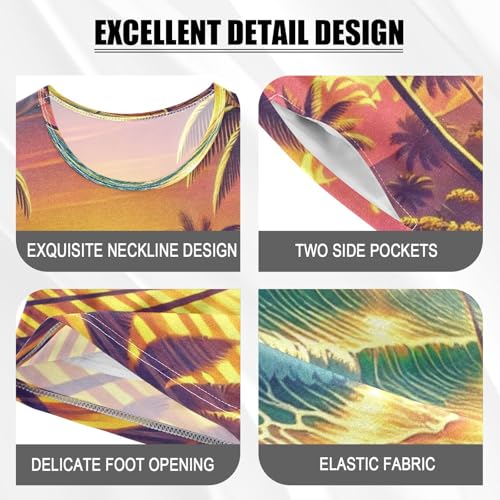 Tropical Beach Summer Yellow Pajama Set Short Sleeve Summer Pajamas Sleepwear Nightwear Set Cotton 5Y4