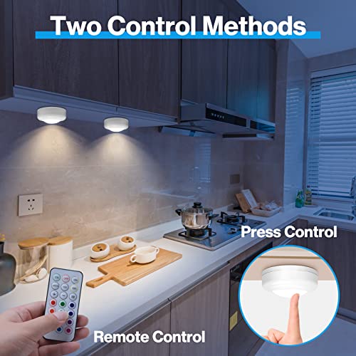 Cadrim RGB Schrankleuchten mit 2 Fernbedienung,LED Schrankbeleuchtung Nachtlicht Schranklicht 13 Farben RGB Schrank Lichter,Batteriebetriebene Schrankleuchten Beleuchtung Dimmbar (weiß 3)