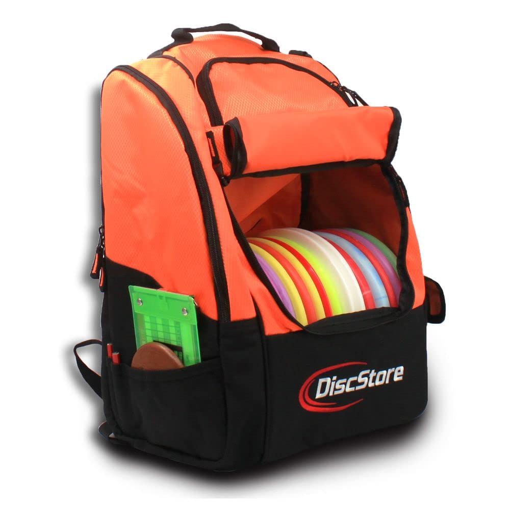 Disc Store Wanderer Disc Golf Backpack Bag - Frisbee Golf Bag, Bags For Disc Golf Discs & Disc Golf Accessories - Padded Disc Golf Bag For Frisbee Golf Disc For Travel, Disk Golf Backpack (Orange)