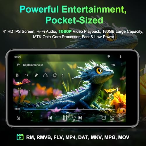 Image of SWOFY MP3 Player with Bluetooth and WiFi,D08 32GB MP3 MP4 Player 4.0 Inch Touchscreen,Android 13 OS Music Player with Spotify,Pandora, Audible, Amazon Music, Play Store, FM Radio Black