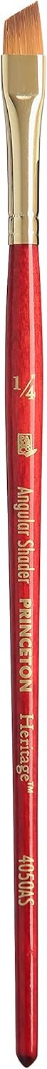 Princeton Heritage, Series 4050, Synthetic Sable Paint Brush for Watercolor, Angle Shader, 1/4 Inch