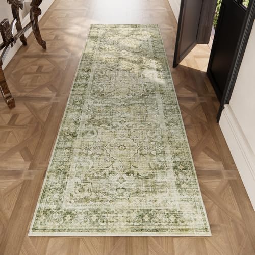 Washable Runner Rug Non Slip: 2'6"x8' Kitchen Rug Runners Stain Resistant Boho Floor Rug with Rubber Backing Non Shedding Soft Carpet Runners for Hallway Indoor Entryway Bedroom Bedside Living Room