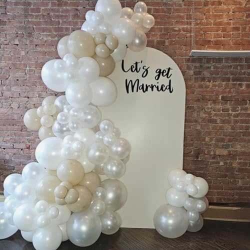 Image of Pearl White Balloons, 55 PCS 12 Inch Double Stuffed Pearl White Sand White Ivory Wedding Balloons for Engagement Proposal Bridal Shower Baby Shower Birthday Party Decorations
