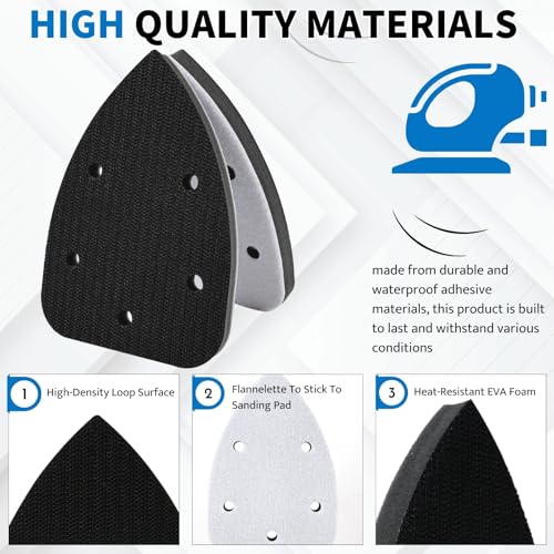 Image of Mouse Foam Sanding Interface Pad 2 Pack 140mm*98mm 5 Holes Hook and Loop Sponge Cushion Buffer Backing Pad