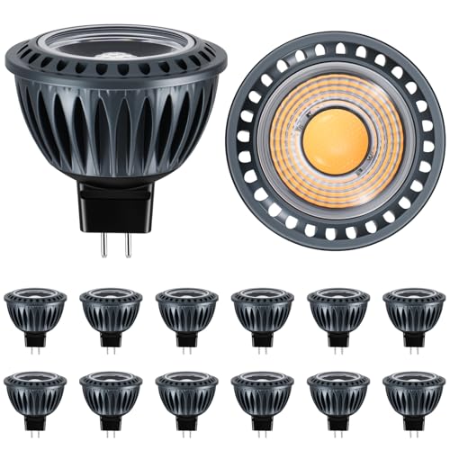 Gardencoin MR16 LED Light Blub, 5W 2700K Warm White 450 Lumens Dimmable, Aluminum Housing, Low Voltage 12V Input,GU5.3 bi-pin Light Bulbs for Landscape &Accent Lighting, Indoor/Outdoor Use,12-Pack