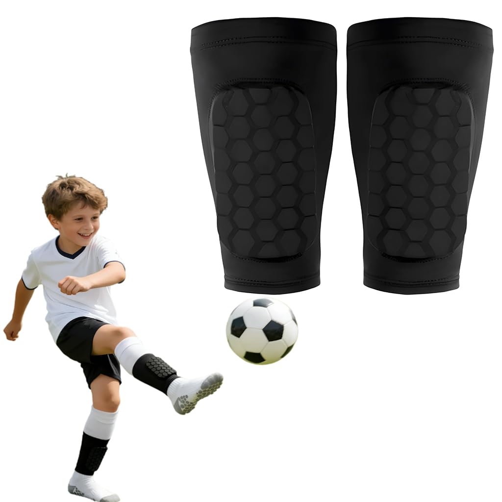 Proberos® Kids Soccer Compression Shin Guards with Honeycomb Impact Pads, Protective Shin Sleeves for Football and Sports Training, Shock Absorbing Leg Guards for Boys and Girls-M-image-18