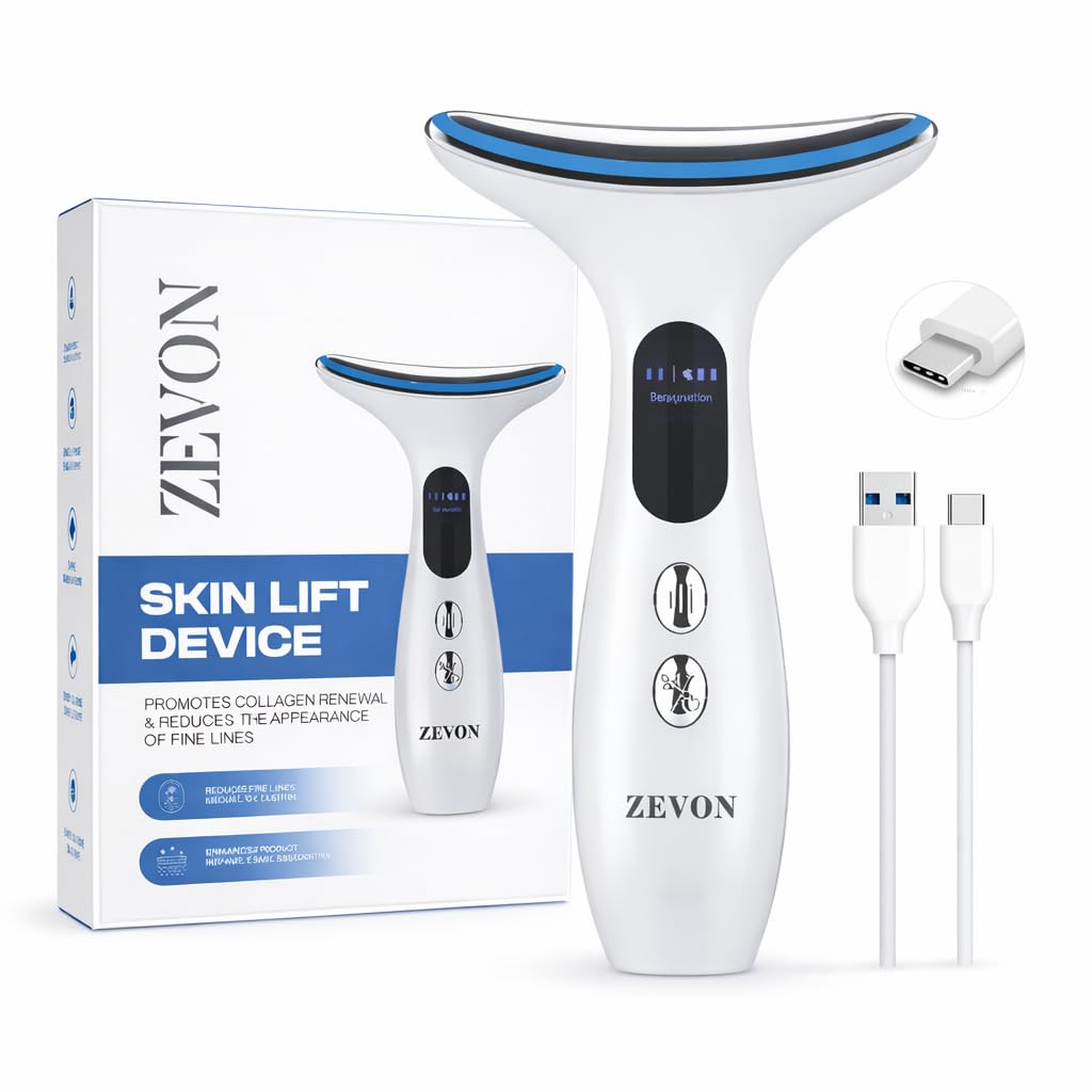 ZEVON 4-in-1 Face & Neck Skin Lift Device for Women | Rechargeable Facial Massager with 3-Color LED Light Therapy, Multiple Vibration Modes & Digital Display | Skin Firming & Toning Device for Home Use-image-10