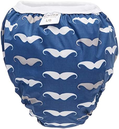 Kushies Waterproof Training Pant, Large, 33-38 lb, Navy Mustache - 1