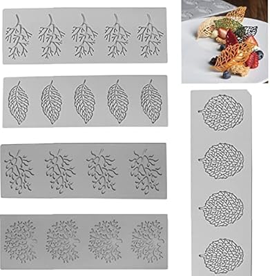 5pcs Tree Leaf Silicone Mold, 3D Plant flowers and leaf Fondant mold for Candy Chocolate Sugarcraft Cake Decoration,Cupcake Topper,Polymer Clay,Crafting