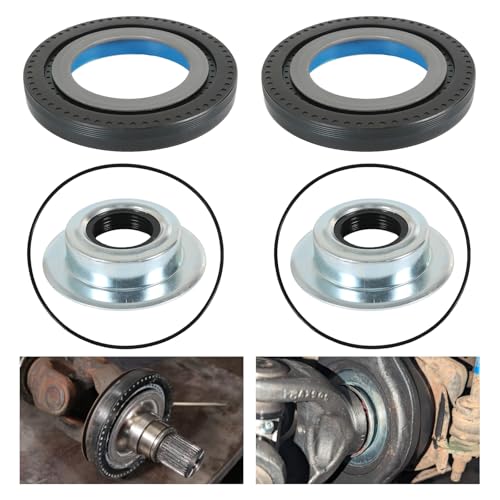 Front Axle Vacuum Knuckle Seal & Outer Tube Oil Seals Kit Compatible with Ford Super Duty F250 F350 F450 F550 Dana Super 60 2005-2019 Replace #2017426 2014835 54983 (6Pcs)