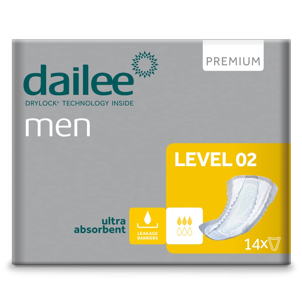 Dailee Men Nivel 2 - 90x Compresa Protectora y Absorbente para Hombre - 3 Gotas - Máxima Discreción contra Incontinencia Urinaria - Paquete Mensual