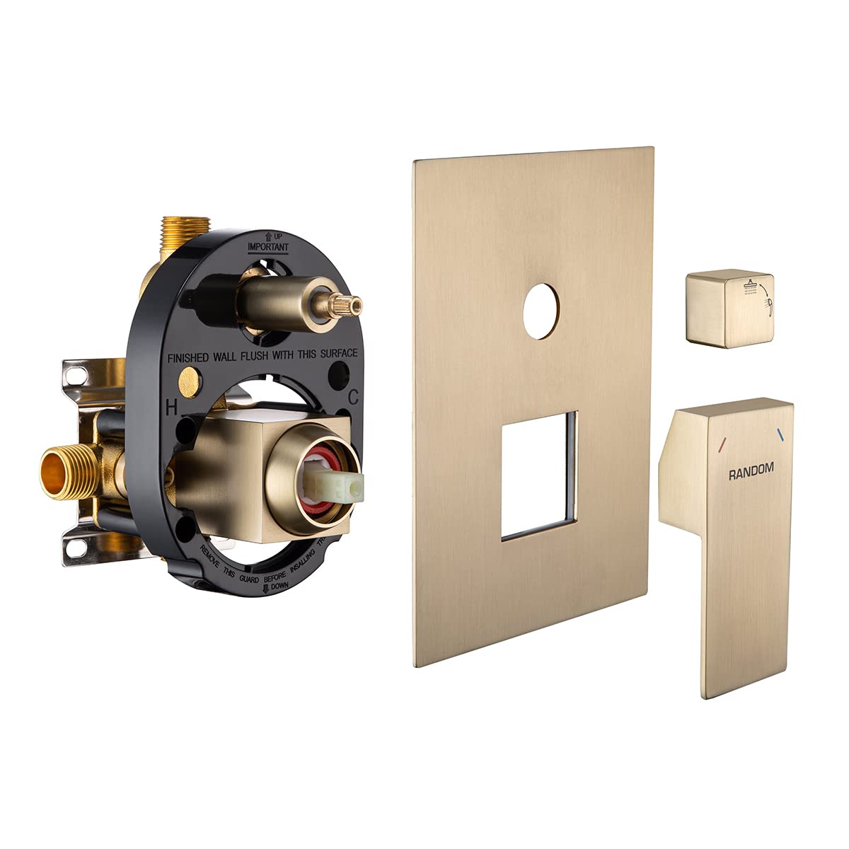 Inverseur de douche or brossé haut de gamme RANDOM 77008BG en laiton au design moderne