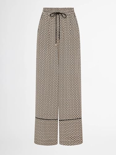 Just Quella Women's Casual Elastic Drawstring Waist Floral Lightweight Lounge Wide Leg Palazzo Pants with Pockets4