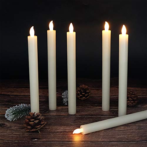 Eldnacele Flameless Window Taper Candles With Remote Timer, Ivory Led Flickering Tapered Candles Battery Operated Set Of 6 For Christmas Party Home Wedding Decoration #TOP6