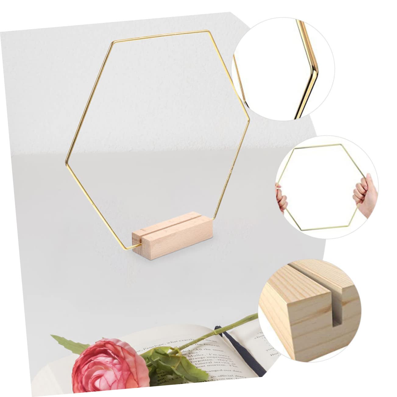 LABRIMP 10 Pezzi Floreali Metallici con Base per Decorazioni Matrimonio e Feste Ghirlande Esagonali per Centrotavola per e Decorazioni Domestiche