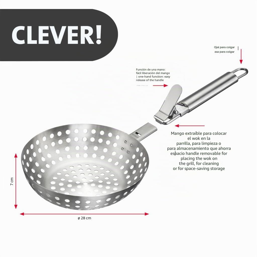 Westmark Wok de parrilla – ideal para preparar grandes cantidades de deliciosas verduras a la parrilla, duradero, apto para lavavajillas – acero inoxidable