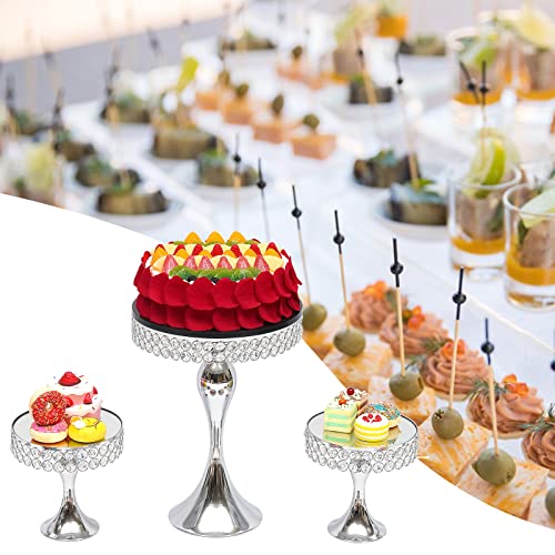 Fichiouy Silver 11 Pcs Crystal Wedding Cake Stand Set, Metal Cupcake Plate Holder Desert Display Tower Wedding Birthday Party Decoration Silver (Silver 11Pcs) #TOP2