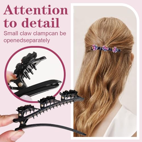 YYOUALS 2 presilhas francesas para mulheres, presilhas de cabelo brilhantes, presilhas francesas gra