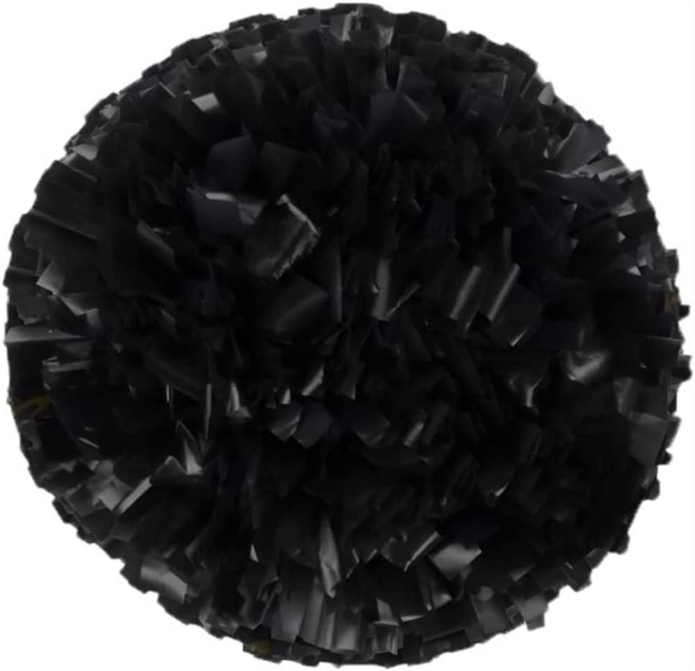 Ansair A-Black 2 Pack Pom Poms Cheerleading With Baton Handle 12" Cheerleading Pom Poms Metallic Pompoms Cheerleader Cheer Pom Poms For Team Spirit Cheering Dance Sports Kids Adults(Color:a-Black)