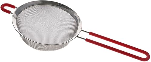 Miniatura 4 de 3 coladores de malla fina, coladores de alimentos de doble malla de acero inoxidable con mango largo y lazo para colgar, ideales para pasta, arroz,