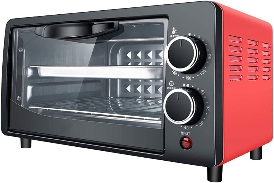 12L Mini Oven Adjustable Temperature 0-230℃ and 60 Minutes Timer Double-Layer Baking Position Home Baking Multi-Function Fully Automatic Electric Oven Baking Cake Bread Tart with Accessories (Black)