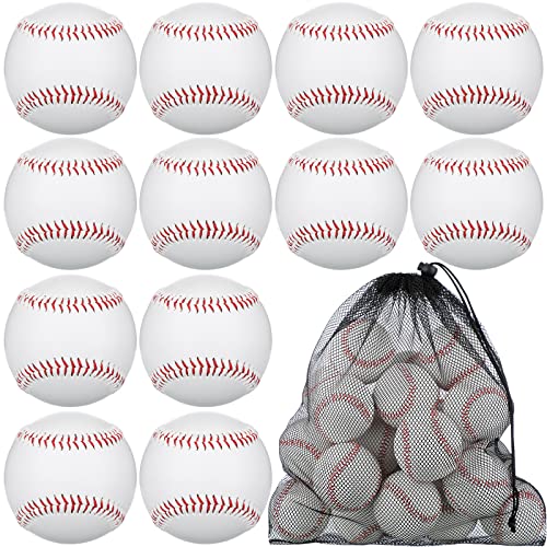 Yunsailing 24 Pcs Standard Size Adult Baseballs Bulk Practice Training Baseballs Soft Blank Baseballs Unmarked Faux Leather Youth Baseball For Official League Recreational Pitching Hitting #TOP24