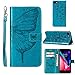 Compatible for iPhone 8 Wallet Case,iPhone 7 Case,iPhone SE 2022 Case,iPhone SE 2020 Case,6/6S Case,[Kickstand][Wrist Strap][Card Holder Slots] Butterfly Floral Embossed PU Leather Flip Cover (Blue)
