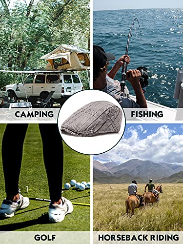 3 Pcs Cabbie Cap Flat Cap Adjustable Plaid Newsboy Hats Driving Hunting Hat #TOP6