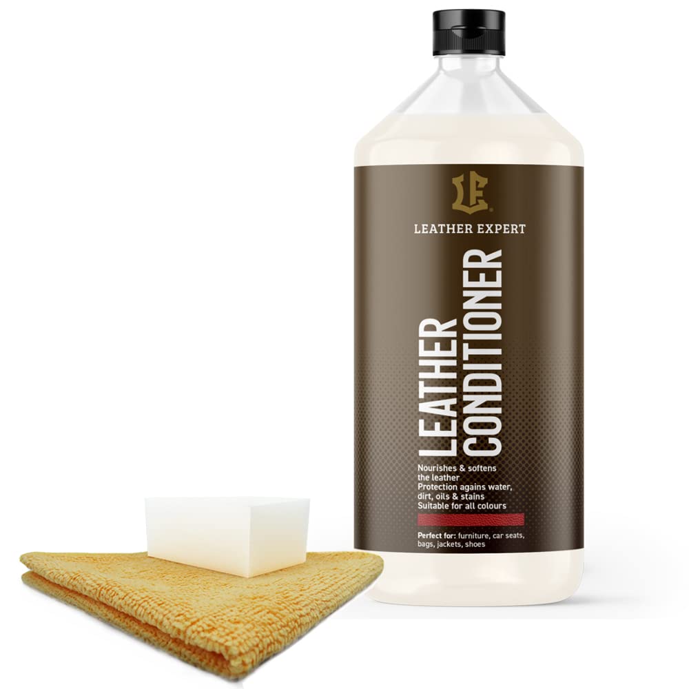 Leather Expert Interior Care Kit 2 x 1000 ml – Kit di pulizia e cura per la pelle Set detergente per pelle liscia Set per la pulizia di tappezzeria auto in pelle condizionatore per pelle nuova e usata