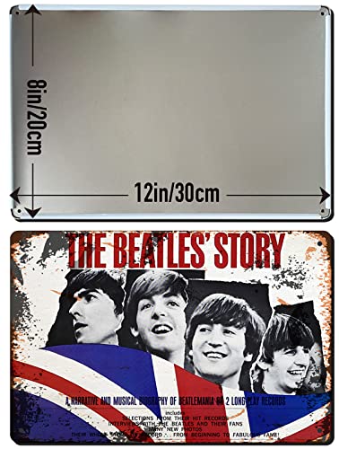 Veratwo Beatles Metal Tin Sign,The Beatles' Story Poster,Beatles Band British Style 60S Retro Wall Decor For Home Bar Coffee 12X8 Inch #TOP1