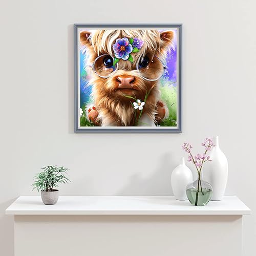 Miniatura 3 de RYMILIE - Kits de pintura de diamantes para adultos  Kit de arte de diamantes 5D de vaca, pintura de puntos de diamante con diamantes, arte y