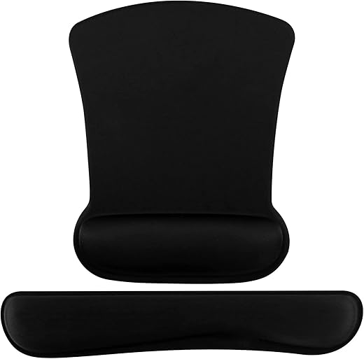 RiaTech 2in1 Mouse Pad with Wrist Support and Keyboard Wrist Rest Support with Non Slip Rubber Base Set for Computer Laptop Mac, Easy Typing & Pain…