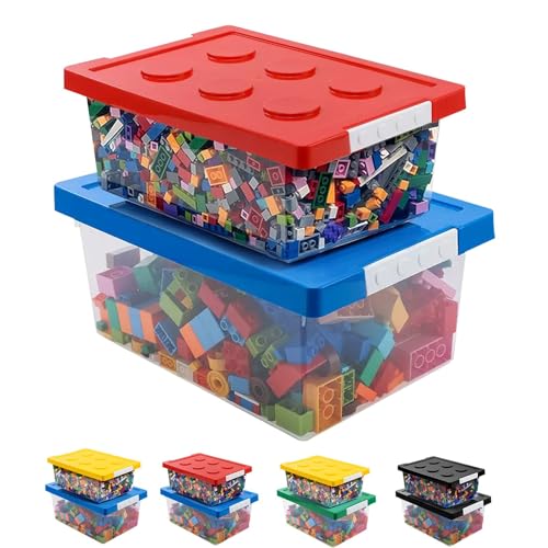 loobuu Plastic Storage Bins with Lids - Stackable Toy Storage Organizer Box Set of 2, Toy Chests...